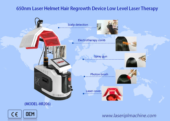 650 Nm Diodowy laserowy urządzenie do wzrostu włosów analizator terapii włosów niskiego poziomu
