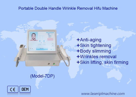 Podwójne uchwyty 7D Hifu 2 w 1 wzrok podnoszący skórę anty starzenie się 7D Slimming Machine
