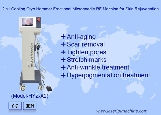 2 w 1 Chłodzący Cryo Hammer Fractional Microneedle RF Machine do odmłodzenia skóry