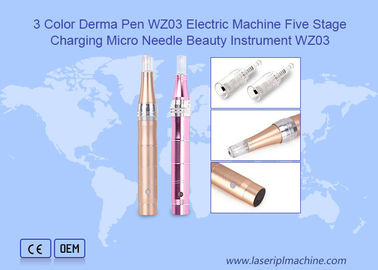 3 Kolorowe Pióro Derma Elektryczny Maszyna Pięciostopniowe ładowanie Mikro Igła Instrument kosmetyczny
