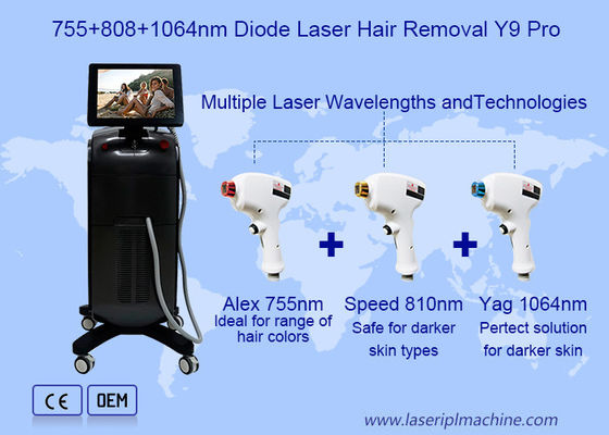 Mikro kanał 4d 755 808 1064nm Diodowa maszyna do usuwania włosów laserowych
