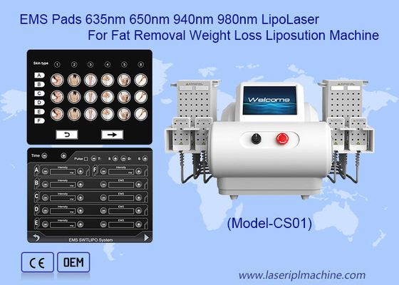 EMS Pads 635nm 650nm 940nm 980nm LipoLaser liposukcja maszyna do usuwania tłuszczu utrata wagi
