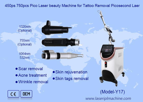 450ps 750pcs Pico Laser Beauty Machine dla usuwania tatuażu Picosecond Laser